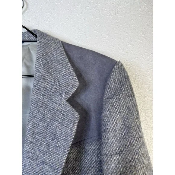 VTG Pendleton Blazer Men's 44 Wool Blue Gray USA 70s Western Yoke Elbow Patch - Picture 2 of 15